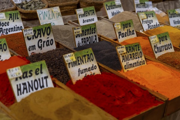 The Mercado Municipal de Tavira, market stalls of all kinds under one roof, spices, vegetables,