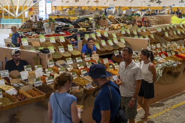 The Mercado Municipal de Tavira, market stalls of all kinds under one roof, spices, vegetables,