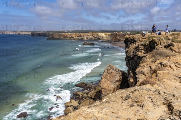 Rocky coast, cliffs in the south-west of the Algarve, near Sagres, Tonel Beach, beach, popular with
