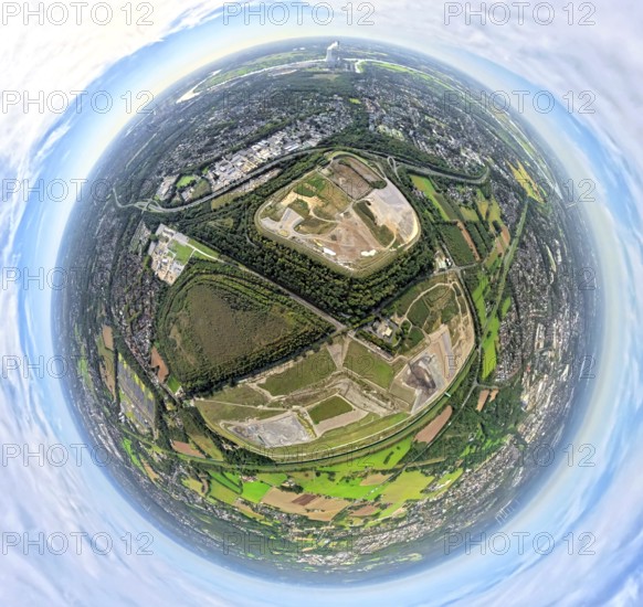 Aerial view, Emscher Hangpark and tailings pile with landfill Wehofen, between river Emscher and