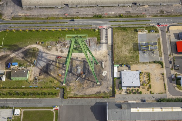 Aerial view, Bergpark Lohberg creative quarter, former colliery site and landscaping, winding