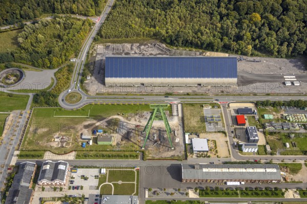Aerial view, Bergpark Lohberg creative quarter, former colliery site and landscaping, winding