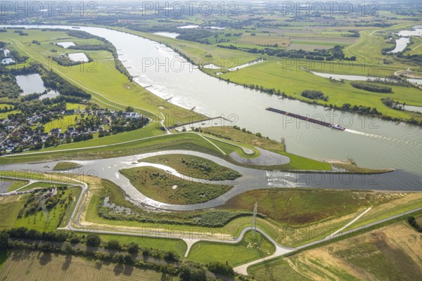 Aerial view, Emscher renaturalisation river Emscher, new Emscher estuary city border