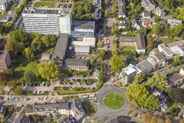 Aerial view, GFO Kliniken Niederrhein - St. Vinzenz Hospital, roundabout Duisburger Straße,