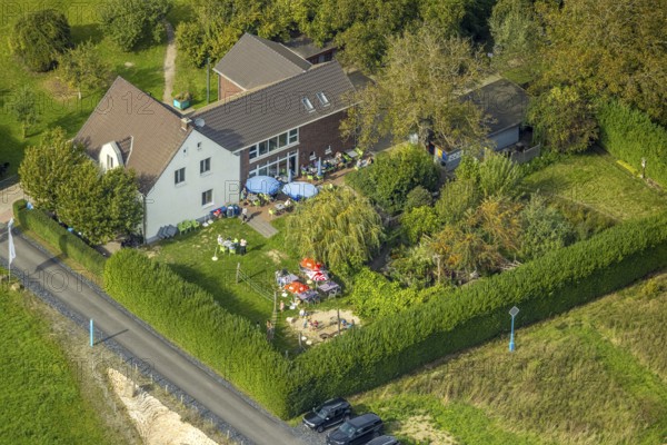 Aerial view, Hof Emschermündung Cafe and Gastronomy, street Am Hagelkreuz am Fluss Emcher,