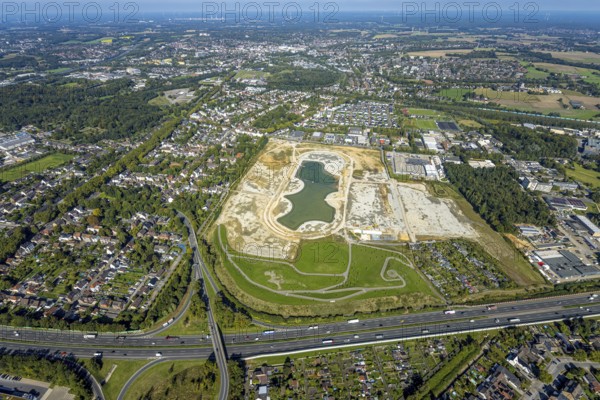 Aerial view of the former harness racing track Recklinghausen, on the A2 motorway, with northern