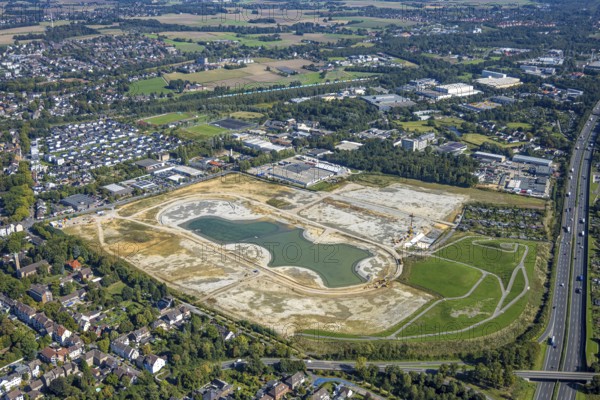 Aerial view of the former harness racing track Recklinghausen, on the A2 motorway, with northern