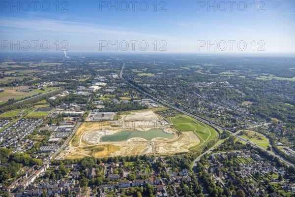 Aerial view of the former harness racing track Recklinghausen, on the A2 motorway, with northern