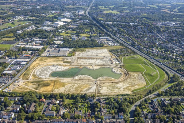 Aerial view of the former harness racing track Recklinghausen, on the A2 motorway, with northern