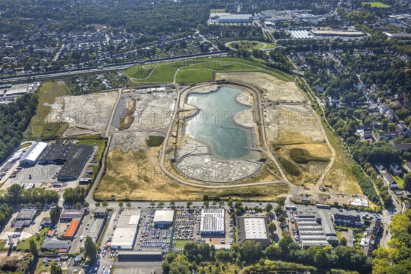 Aerial view of the former harness racing track Recklinghausen, on the A2 motorway, with northern