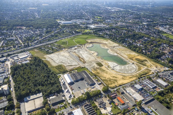 Aerial view of the former harness racing track Recklinghausen, on the A2 motorway, with northern