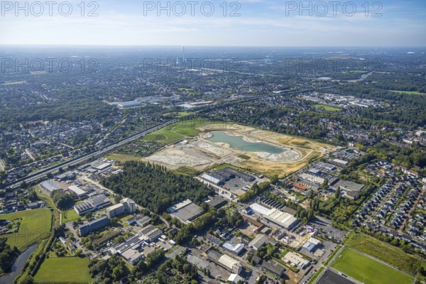 Aerial view of the former harness racing track Recklinghausen, on the A2 motorway, with northern