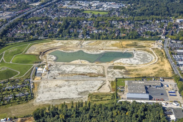 Aerial view of the former harness racing track Recklinghausen, on the A2 motorway, with northern