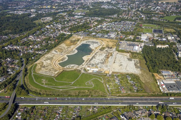 Aerial view of the former harness racing track Recklinghausen, on the A2 motorway, with northern