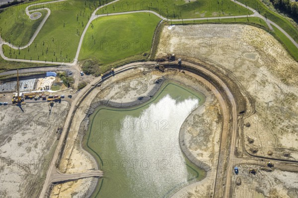 Aerial view of the former harness racing track Recklinghausen, on the A2 motorway, with northern
