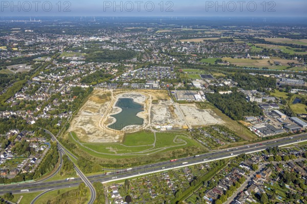Aerial view of the former harness racing track Recklinghausen, on the A2 motorway, with northern