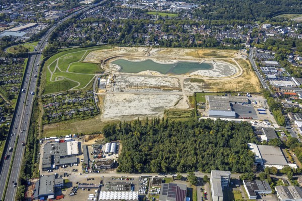 Aerial view of the former harness racing track Recklinghausen, on the A2 motorway, with northern