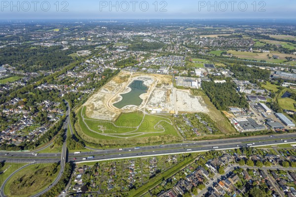 Aerial view of the former harness racing track Recklinghausen, on the A2 motorway, with northern