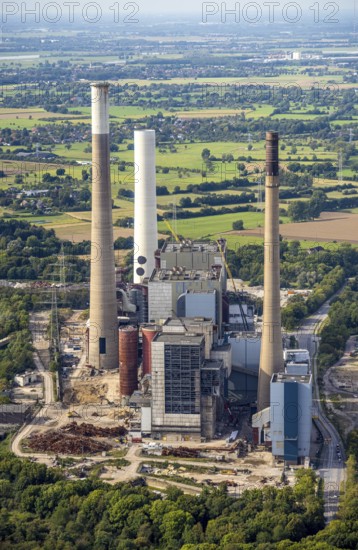 Aerial view, Voerde power plant, decommissioned coal-fired power plant, Möllen, Voerde, Ruhr area,