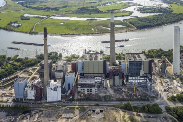 Aerial photograph, Voerde power station, decommissioned coal-fired power station on the Rhine,