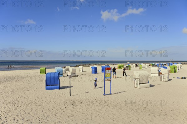 Guarded bathing beach at Utersum, Föhr, North Frisian Island, North Frisia, Schleswig-Holstein,