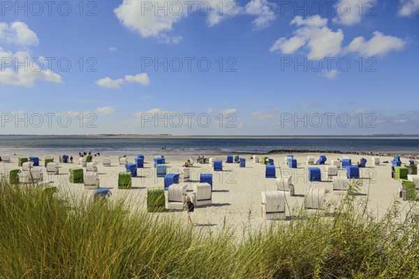 Guarded bathing beach at Utersum, Föhr, North Frisian Island, North Frisia, Schleswig-Holstein,