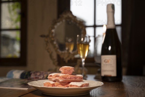 The Biscuit Rise de Reims is a crispy, airy, pink-coloured, very fragile patisserie speciality from
