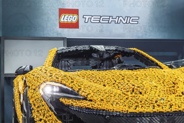 McLaren sports car, rebuilt from Lego bricks. IAA MOBILITY in Munich. The motor show presents