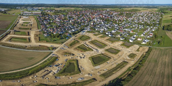 Development work for the new building area in the municipality of Mötzingen. 175 building plots are