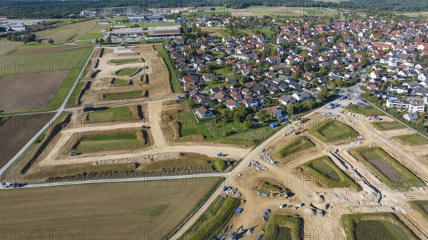 Development work for the new building area in the municipality of Mötzingen. 175 building plots are