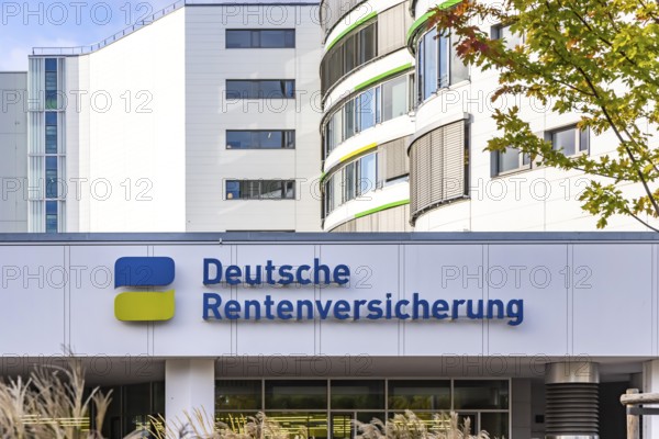 German Pension Insurance with logo and word mark. Office building in Stuttgart, Baden-Württemberg,