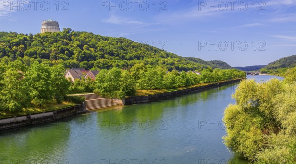 Liberation Hall above the Main-Danube Canal, Kelheim, Danube Valley, Lower Bavaria, Bavaria,