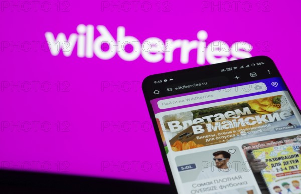 Dhaka, Bangladesh- 03 July 2025: Smartphone displaying Wildberries web interface against