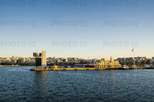 Amazing view of captaincy in Spanish port of Ceuta by sunset