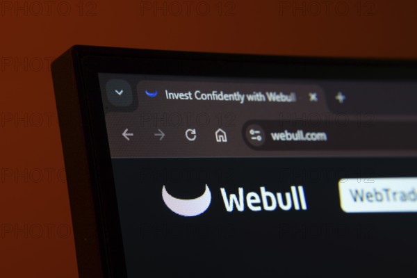 Dhaka, Bangladesh- 02 June 2025: Close-up of a computer screen displaying the webull web interface