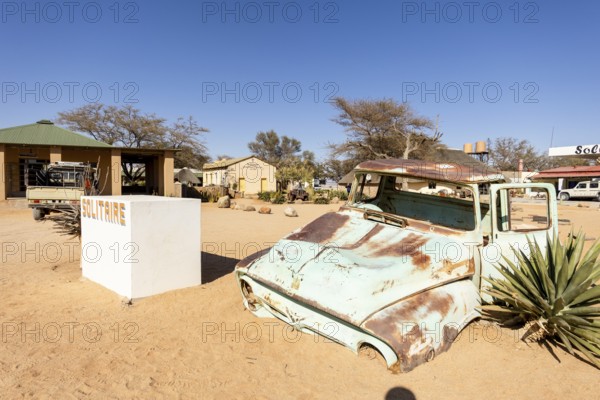 Solitaire's car graveyard in Namibia - 27 August, 2025: features rusted vintage cars near small
