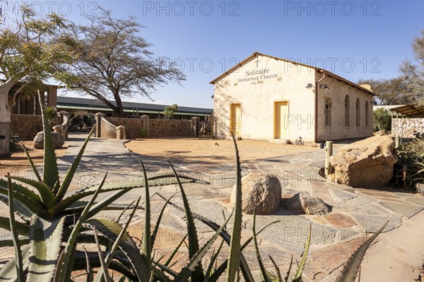 Solitaire Immanuel Church in Namibia - 27 Augusto, 2025: a small desert church surrounded by golden