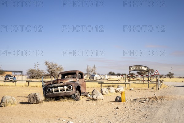 Solitaire's car graveyard in Namibia - 27 August, 2025: features rusted vintage cars near small