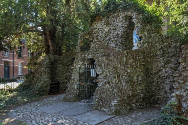 Lourdes grotto in the Sint-Alexiusbegijnhof, Saint Alexius beguinage in the city Dendermonde,