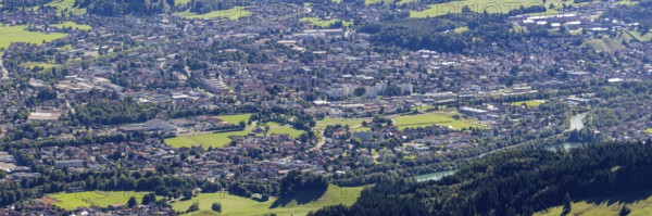 Panorama from Mittagberg, 1451m, into the Upper Illertal with the southernmost town in Germany,