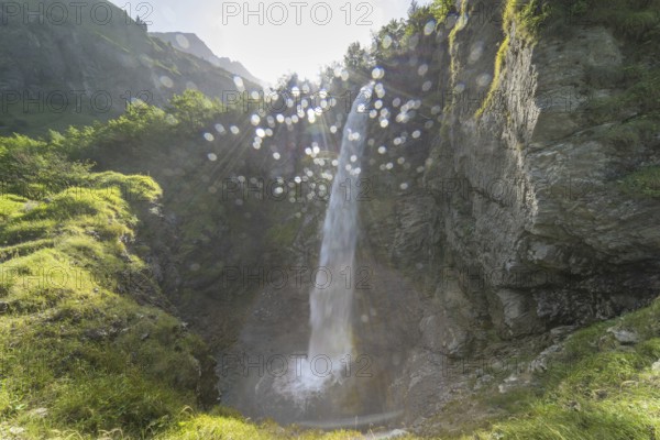 Stuibenfall, a waterfall in the Oytal valley near Oberstdorf, Allgäu Alps, Allgäu, Bavaria, Germany