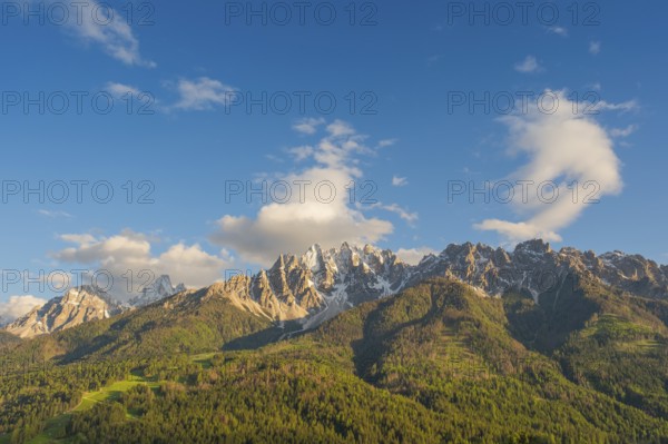 View of the local mountains of San Candido, Haunold, Birkenkofel, Haunold Group, Val Pusteria,