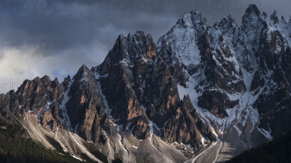 View of the left part of the local mountains of San Candido, Haunold, Haunold Group, Val Pusteria,