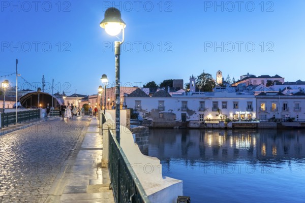 The seven-arched bridge over the Rio Gilão, in Tavira, old town, in the east of the Algarve,