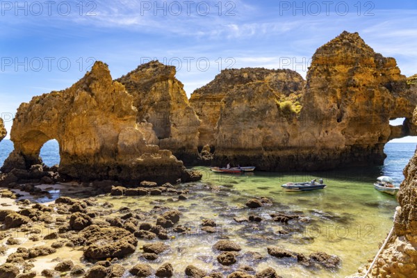 Ponta da Piedade rocky coast, rugged coastal landscape, right next to the centre of Lagos, in the