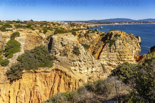 Ponta da Piedade rocky coast, rugged coastal landscape, right next to the centre of Lagos, in the