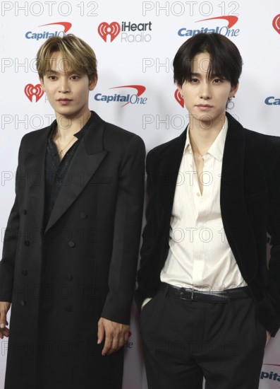 Yonashiro Sho and Sato Keigo of JO1 at the 2025 iHeartRadio Music Festival held at T-Mobile Arena