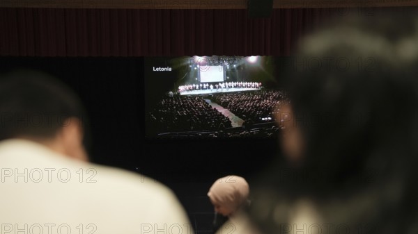Audience members gather inside the theater before the start of the Fire of Anatolia show in