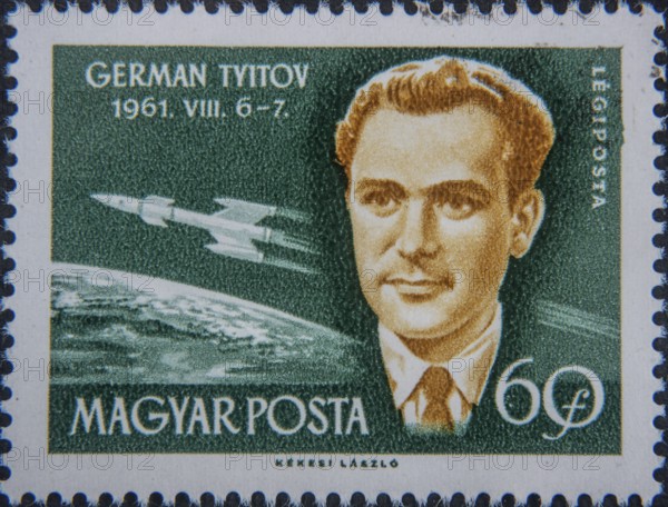 German Titov (1935-2000) was a Soviet cosmonaut and communist politician. Portrait on Hungarian