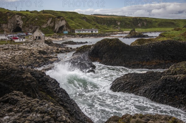 View of fishing harbour, Ballintoy Harbour, Causeway Coastal Route, Antrim, Northern Ireland, Great
